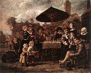 VICTORS, Jan Market Scene with a Quack at his Stall er oil painting reproduction
